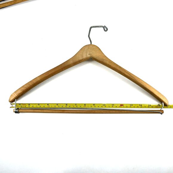 3 Ct VTG WISHBONE Wishbone-Shaped Wood Coat Suit Hangers Locking Pants Bar - Picture 4 of 13